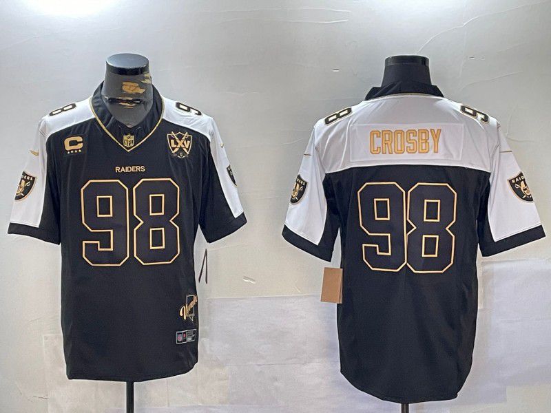 Men Oakland Raiders 98 Crosby Black three generations 2024 Nike Limited NFL Jersey style 1